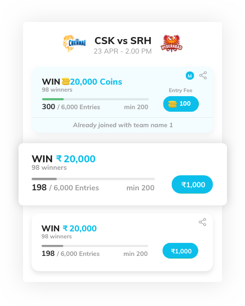 season long fantasy sports software with all contest listed by Vinfotech